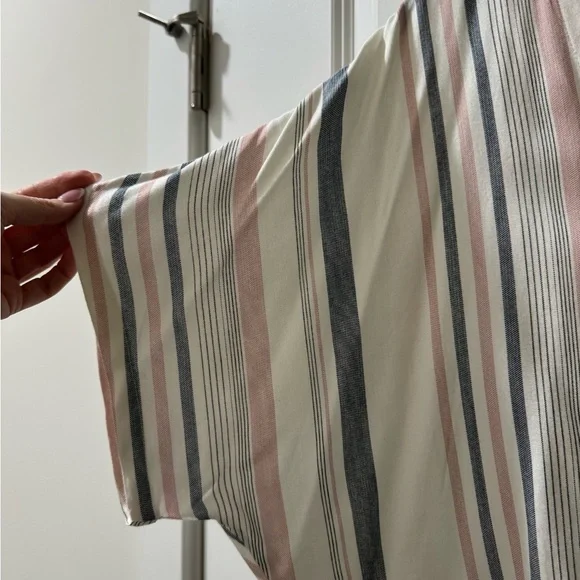 Striped Button-Down Tie-Front Top - Picture 3 of 4